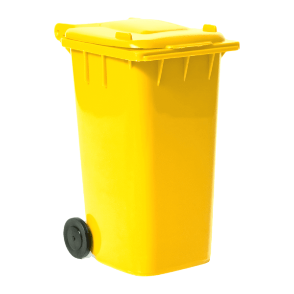 Yellow Recycling Bin  With Plastic